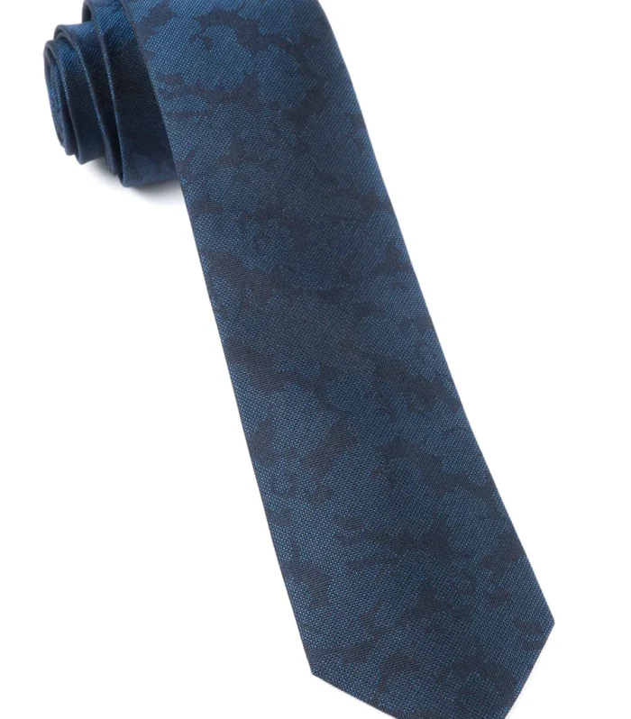 Refinado Floral Tie - Navy, Skinny