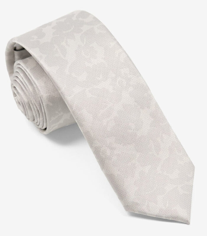 Refinado Floral Tie - Silver, Skinny