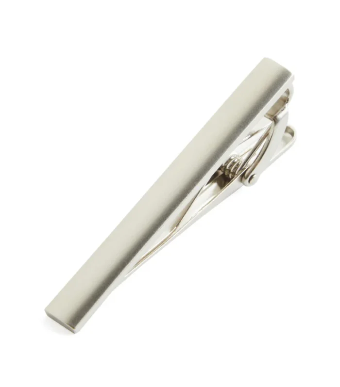 Silver Shot Tie Bar - Platinum, Narrow