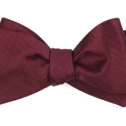 Sound Wave Herringbone Burgundy Bow Tie