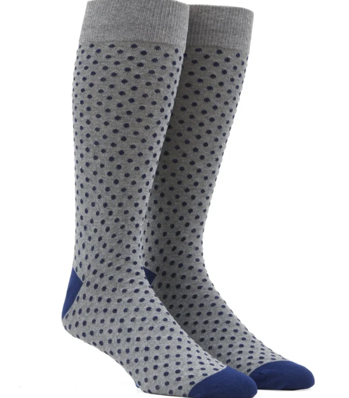 Pindot Black Dress Socks - Grey