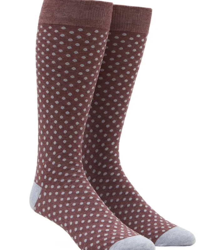 Pindot Black Dress Socks - Marsala