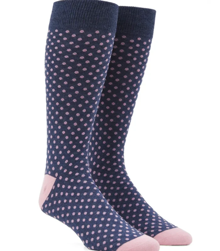 Pindot Black Dress Socks - Pink