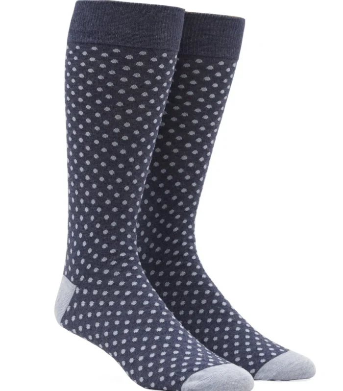 Pindot Black Dress Socks - True Navy
