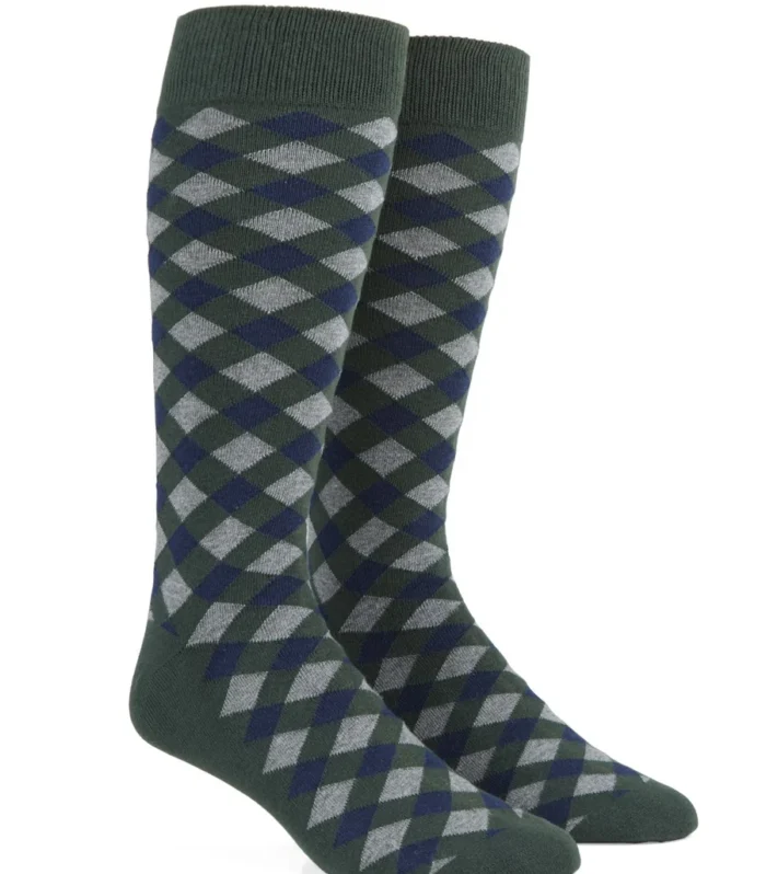 Textured Diamonds Hunter Green Dress Socks